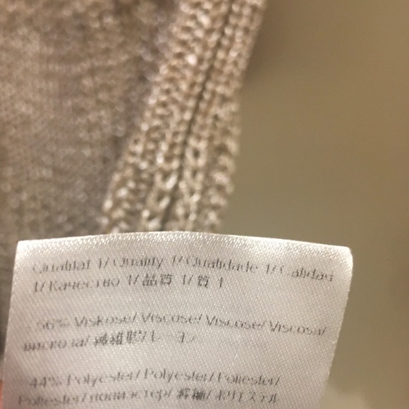 Escada tan cardigan with gold metal sheen, and golden acrylic signature button - Picture 6 of 7